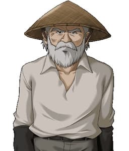 Charcoal-burning grandpa