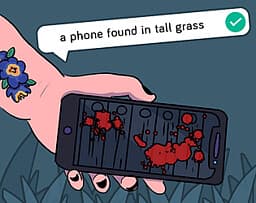 a phone found in tall grass cover